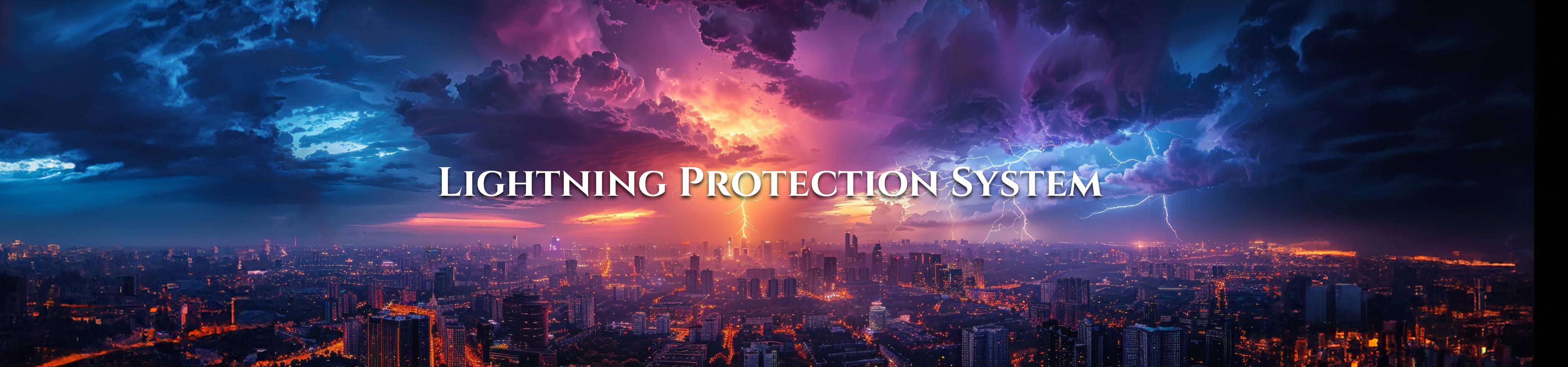 City skyline showing a comprehensive lightning protection system by Ashlok Safe Earthing Electrode Limited